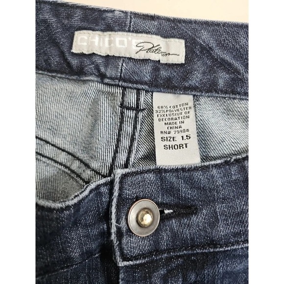 Chico's Platinum ~Woman Size 1.5 Short~ Blue Denim Bootcut Jeans Stretch. - Picture 8 of 12
